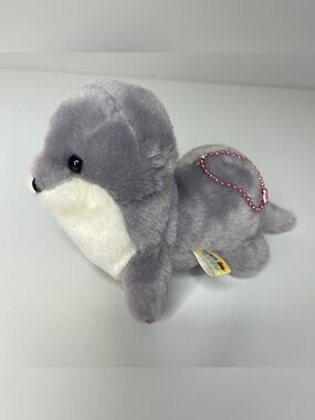 Amuse (Japan Brand) Sea Otter Plush Keychain Bag / Backpack Clip (Gray) Kawaii